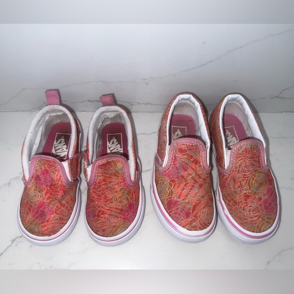 VANS Slip-On V Toddler Sneakers - Rose Camo Pink Floral Size 8.5 & 10.5 - Picture 8 of 14